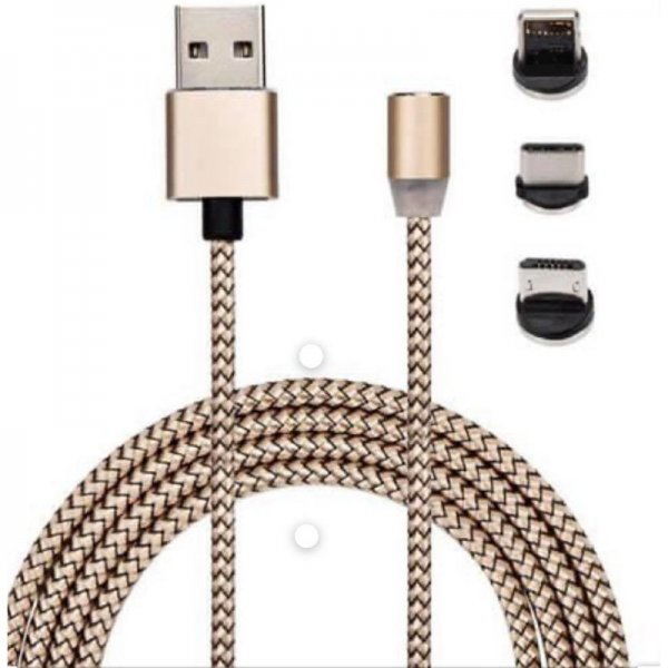 Cablu de incarcare magnetic 3 in1 roz
