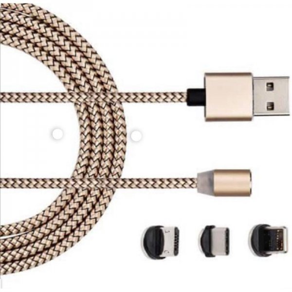 Cablu de incarcare magnetic 3 in1 usb c roz