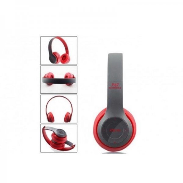 Casti bluetooth P47, 5.0EDR, cu MP3,Radio, Rosu cu negru caracteristici