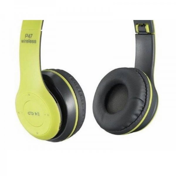 Casti bluetooth P47, 5.0EDR, cu MP3,Radio, Verde cu negru vedere jos