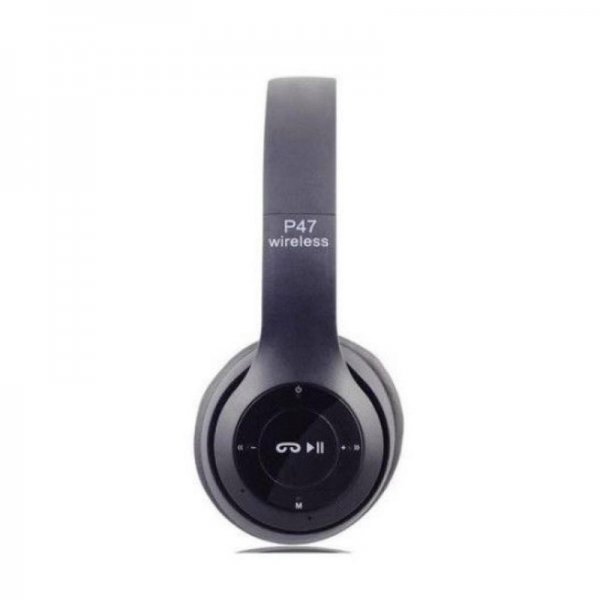 Casti bluetooth negre P47 5.0EDR lateral
