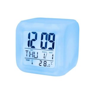 Ceas cu alarma, calendar si termometru, 85 mm, cameleon