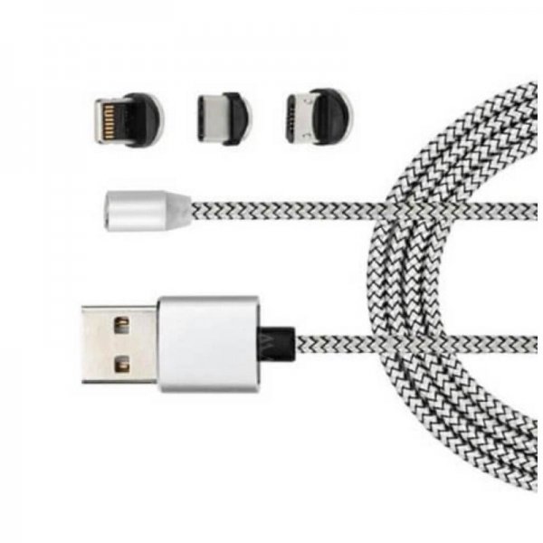 cablu de incarcare magnetic 3 in1 usb c micro usb Lightning